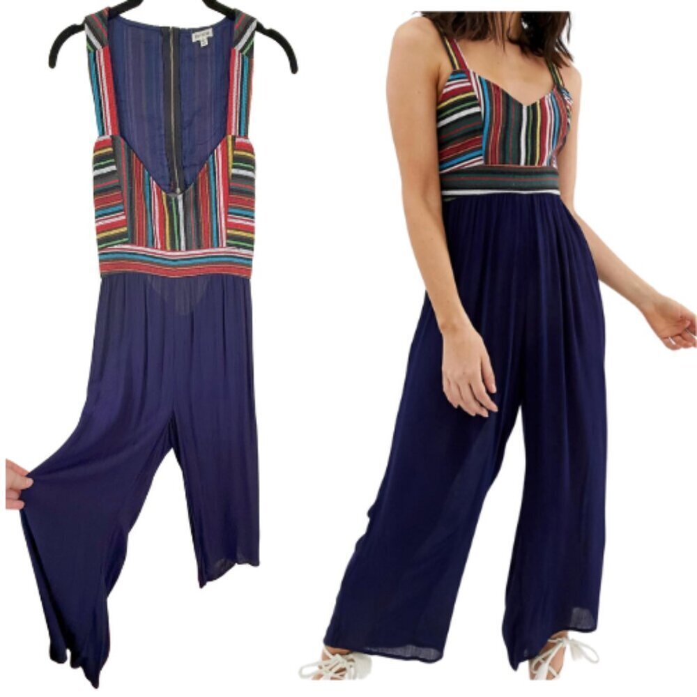 EN CREME Woven Lightweight Jumpsuit with Back Cutout - Size L